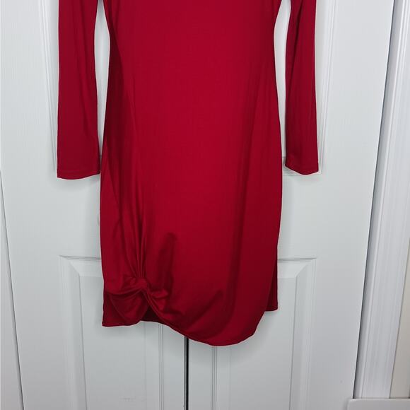 Berryou Red V Neck Midi Dress NWOT Size Medium - Picture 5 of 8